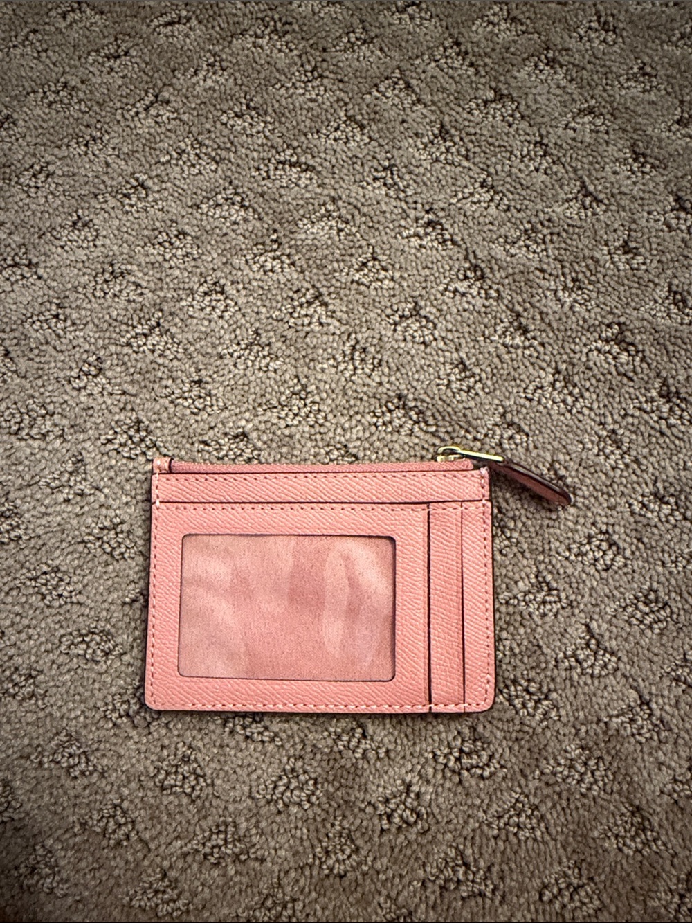 Coach Small Pink Leather Zip Card Wallet with Gold Logo - Picture 2 of 2
